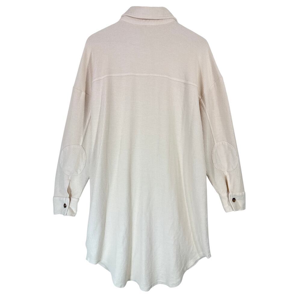Anthropologie Pilcro Cream Duster Shacket Button Front Cotton Size L - Picture 5 of 11